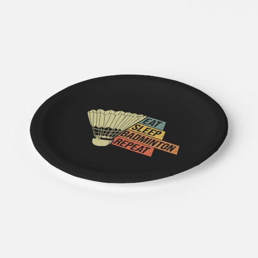 Badminton Retro Vintag Pappteller (Schrägansicht)