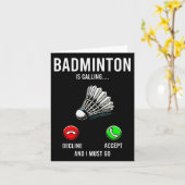 Badminton ruft Decline Accept Fun Sprichwort an Karte (Gelbe Blume)