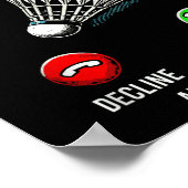 Badminton ruft Decline Accept Fun Sprichwort an Poster (Ecke)