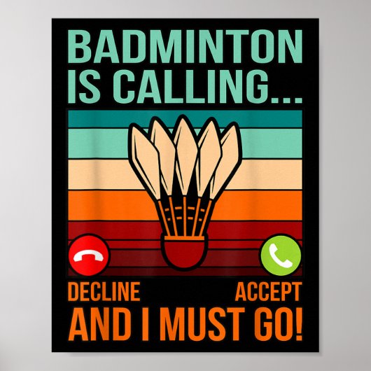 Badminton ruft Shuttle Lover Player Coach Gr Poster (Vorne)