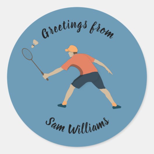 Badminton Runder Aufkleber (Vorderseite)