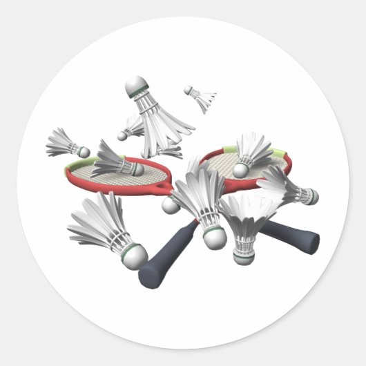 Badminton Runder Aufkleber (Vorderseite)