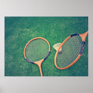 Badminton-Schläger und Federball Poster