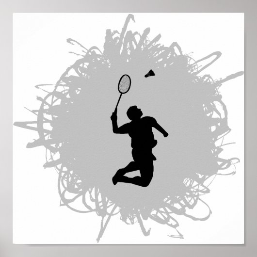 Badminton Scribble Style Poster (Vorne)