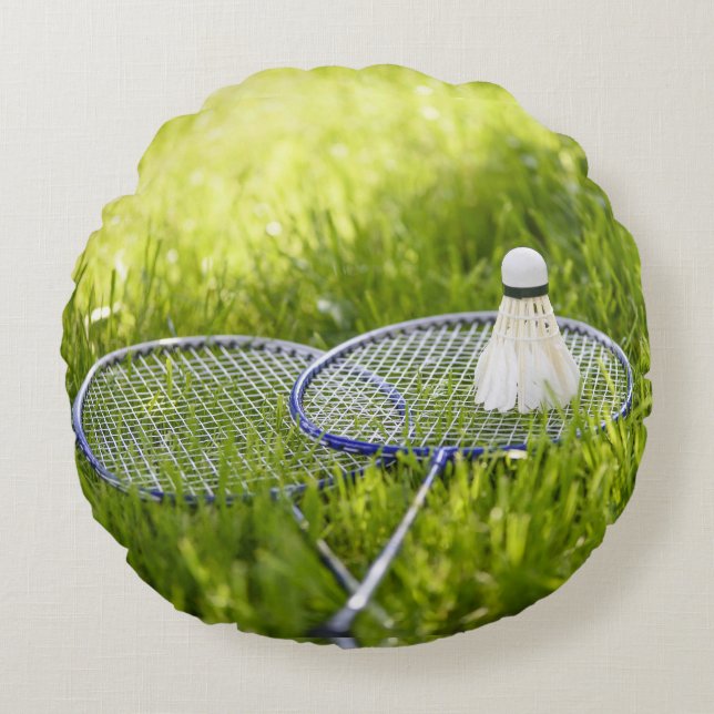 Badminton-Set zum Gehen Rundes Kissen (Vorderseite)