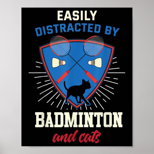 Badminton Shirt Funny Cat Lover Badminton Player G Poster (Vorne)