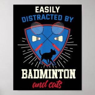 Badminton-Shirt Lustiger Katzenliebhaber Badminton Poster