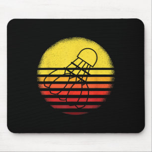 Badminton Shirt Vintag Sunset Retro Badminton Pla Mousepad