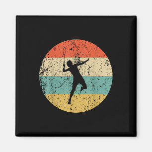 Badminton Shirt - Vintager Retro Badminton Player Magnet