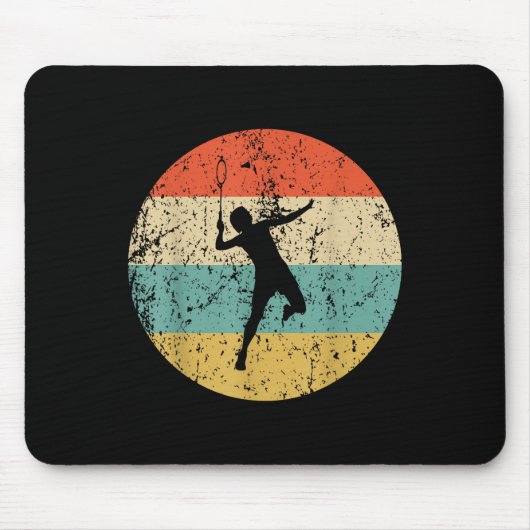 Badminton Shirt - Vintager Retro Badminton Player Mousepad (Vorne)