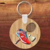 Badminton Shoe Racket Shuttlecock mit Ihrem Namen Schlüsselanhänger (Vorderseite)