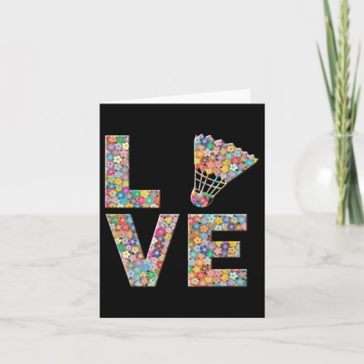 Badminton Shuttle Ball Liebe Blume Karte (Vorderseite)