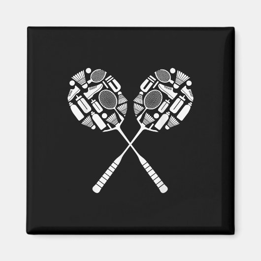 Badminton Shuttle Racket Equipment Icon Silhouette Magnet (Vorne)