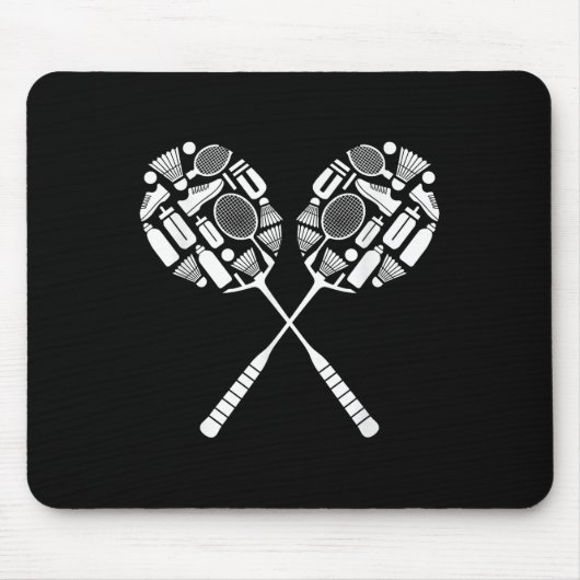 Badminton Shuttle Racket Equipment Icon Silhouette Mousepad (Vorne)