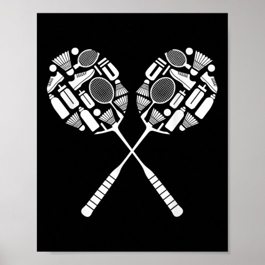 Badminton Shuttle Racket Equipment Icon Silhouette Poster (Vorne)