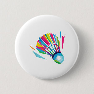 Badminton Shuttle Racquet Sport Badminton Pop Art Button