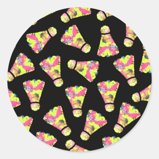 Badminton Shuttlecock Kunst Geschenk für Farben Runder Aufkleber (Vorderseite)