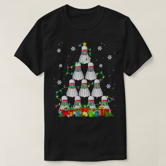 Badminton Shuttlecock Weihnachtsbaum Badminton Lov T-Shirt (Design vorne)