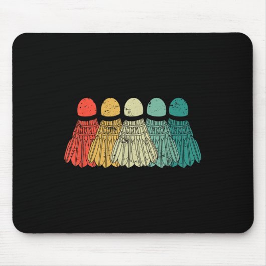 Badminton Shuttles Spiel Match Racket Ball Retro V Mousepad (Vorne)