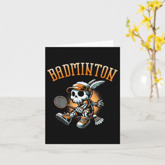 Badminton Skelett mit Racket und Shuttle Karte (Gelbe Blume)