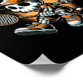 Badminton Skelett mit Racket und Shuttle Poster (Ecke)