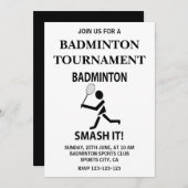 Badminton Smash it Sports Badminton Einladung (Vorne/Hinten)