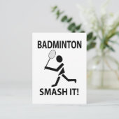 Badminton Smash it Sports Badminton Postkarte (Stehend Vorderseite)