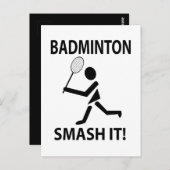 Badminton Smash it Sports Badminton Postkarte (Vorne/Hinten)