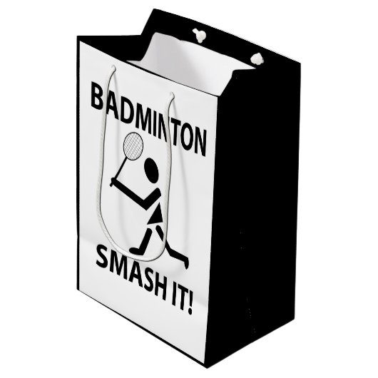 Badminton Smash It Sports Player Badminton Mittlere Geschenktüte (Vorderseite Schrägansicht)