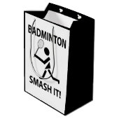 Badminton Smash It Sports Player Badminton Mittlere Geschenktüte (Rückseite Schrägansicht)