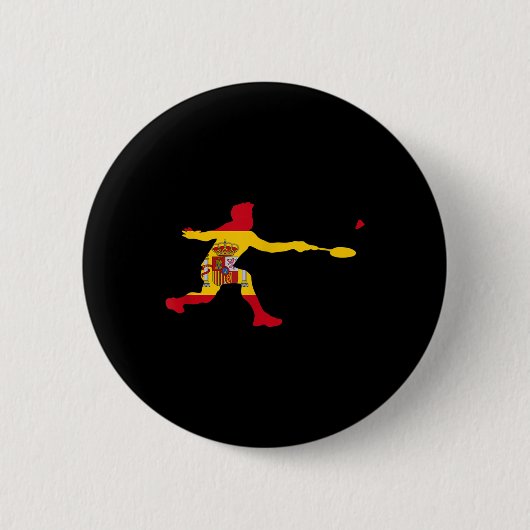 Badminton Spanische Flagge Schläger Federball Männ Button (Vorderseite)