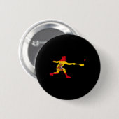 Badminton Spanische Flagge Schläger Federball Männ Button (Vorne & Hinten)