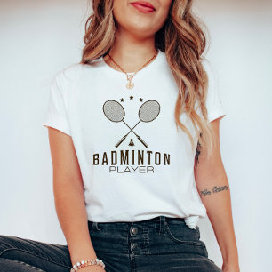Badminton-Spieler mit Schlägern Minimalistisch T-Shirt