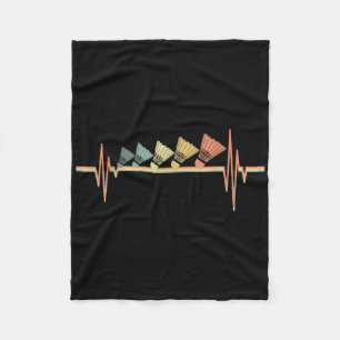 Badminton-Spieler Retro-Herzschlag - Badminton-Spo Fleecedecke