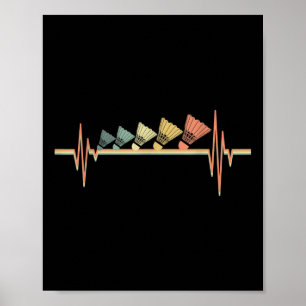 Badminton-Spieler Retro Herzschlag - Badminton Spo Poster