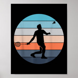 Badminton-Spieler-Schläger-Sport-Shuttle-Retro-Vin Poster