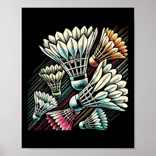 Badminton-Spieler Shuttle Vibrantes Design  Poster (Vorne)