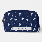 Badminton-Spieler-Sportmuster-Monogramm Waschbeutel (Vorderseite)