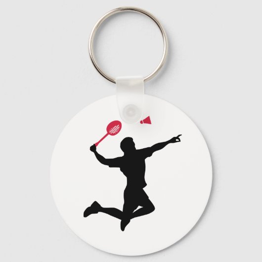 Badminton-Spieler-Sprung Schlüsselanhänger (Vorderseite)