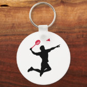 Badminton-Spieler-Sprung Schlüsselanhänger (Vorderseite)