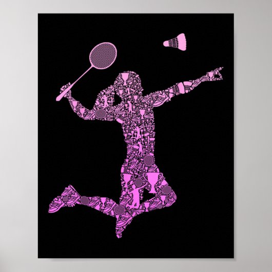 Badminton-Spielerin Shuttle Mädchen Frauen Poster (Vorne)
