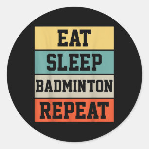 Badminton Sport Player Retro Funny Gift Runder Aufkleber