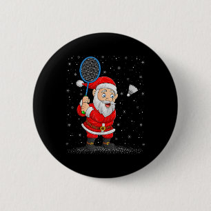 Badminton Sport Santa Claus spielt Badminton Chr Button
