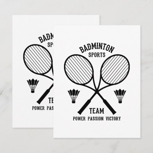 Badminton Sports Team RSVP Karte (Vorne/Hinten)