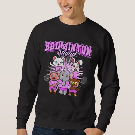 Badminton Squad Cute Animals Shuttlecock Sweatshirt (Vorderseite)