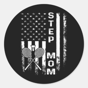 Badminton Stiefmutter Amerikanische Flagge Vintage Runder Aufkleber