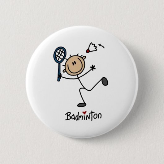 Badminton-Strichmännchen Button (Vorderseite)