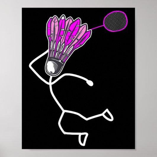 Badminton Stylish Cool Strichmännchen Girl Poster (Vorne)