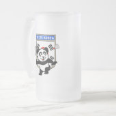 Badminton Südkorea Panda Mattglas Bierglas (Vorderseite Links)