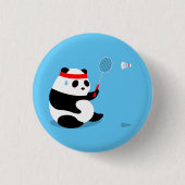 Badminton Sweaty Panda Button / Button / Abzeichen (Vorderseite)